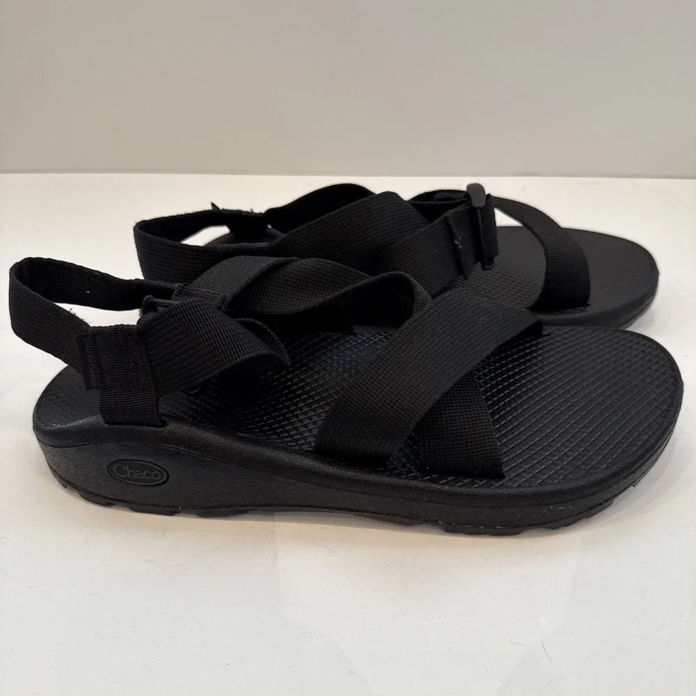 Men's 11 M Chaco Mega Z/Cloud Sandals Solid Black J106635 Hiking Slingback Trail